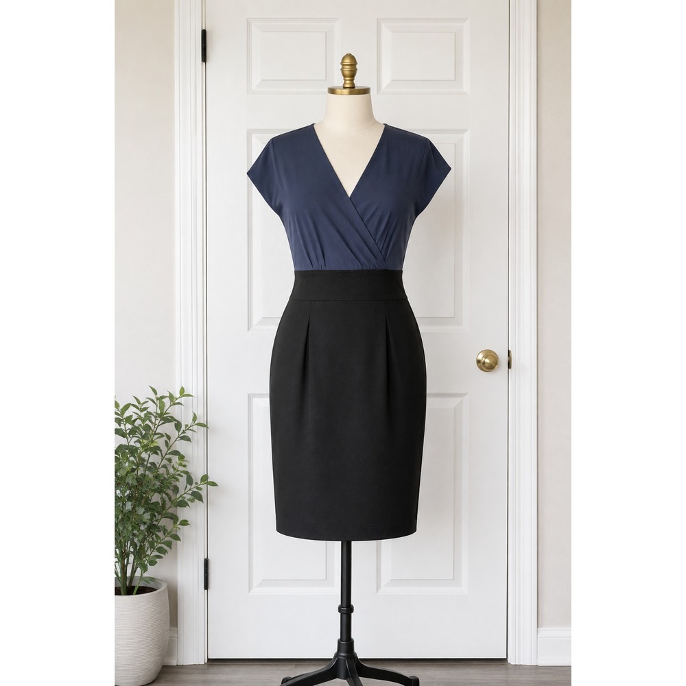 Banana Republic Women Melanie Dress 10 Black Silk Blend Sheath Office Career NOS